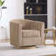 Fauteuil demi-tonneau pivotant rembourré en chenille avec base en bois massif-130549921