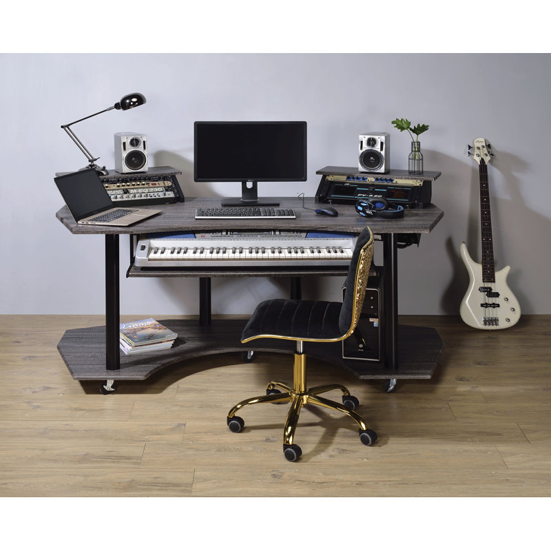 Black Oak Finish Music Recording Studio Desk