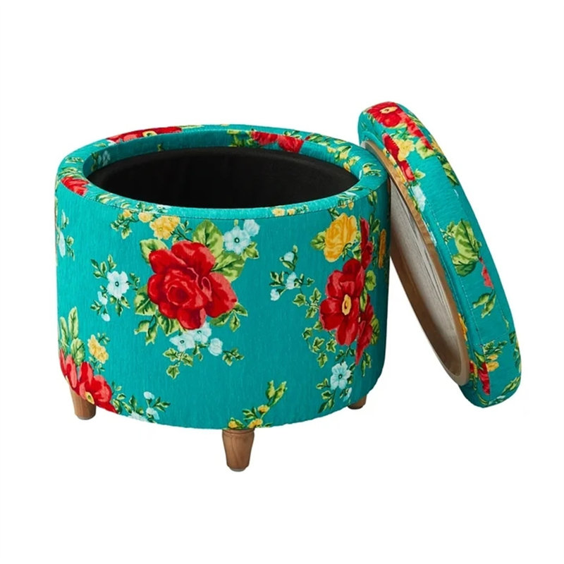 Repose-pieds rond avec rangement Floral