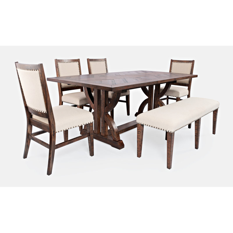 Millan Extendable Pedestal Dining Set, Oak