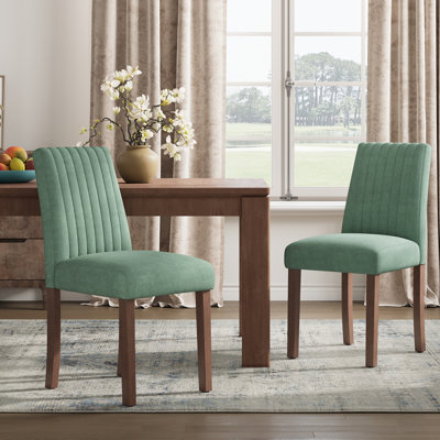 Modern Upholstered Dining Chairs with Walnut Legs