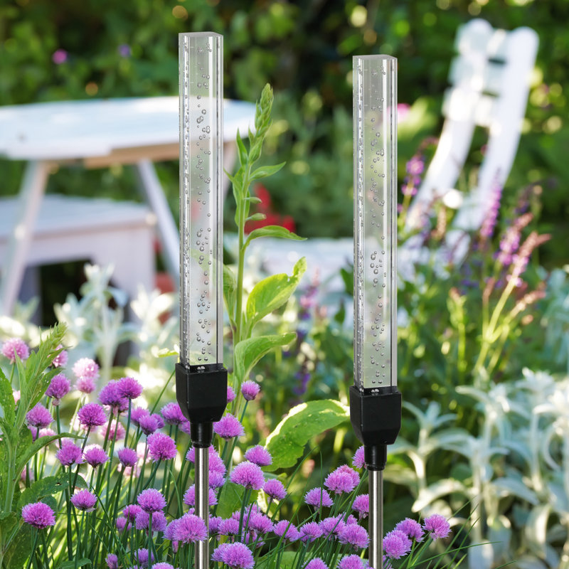 Clear Acrylic Solar Bubble Garden Stakes with Color Changing LEDs, 2-Pack