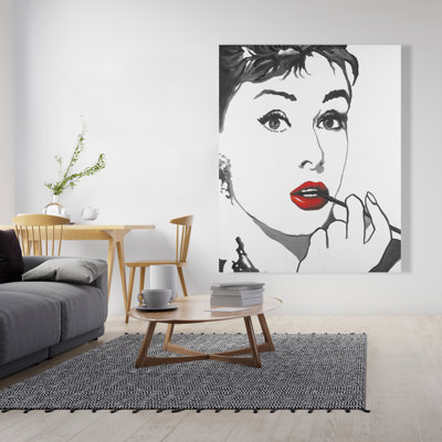Audrey Hepburn Outline Style - Office Illustrative Canvas Art