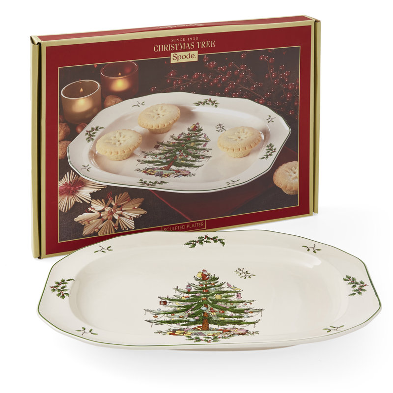 Spode Christmas Tree Sculpted Oval Platter 14"