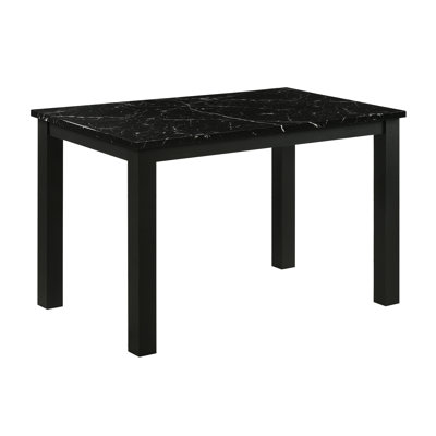 1Pc Faux Marble Black Finish Rectangular Dining Table Wooden Dining Room Furniture Modern Contemporary