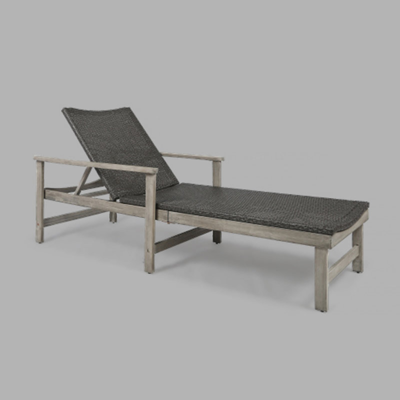 Chaise longue en bois et osier Hampton