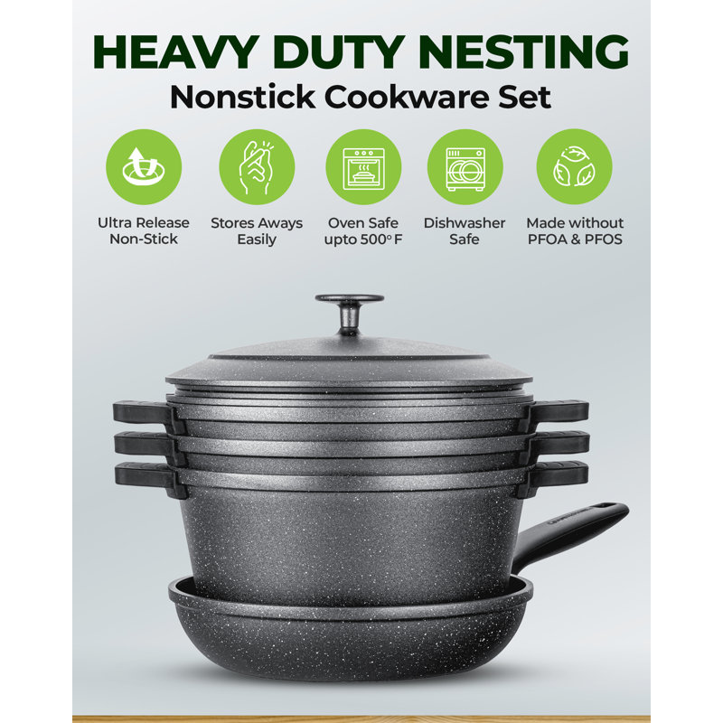 Granitestone Diamond 6 PC Nonstick Heavy Duty Nesting Pots Cookware Set