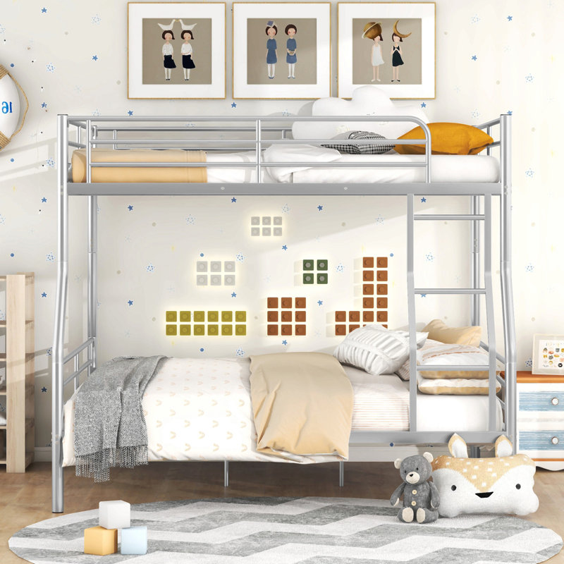 Full Xl Over Queen Metal Bunk Bed, Silver