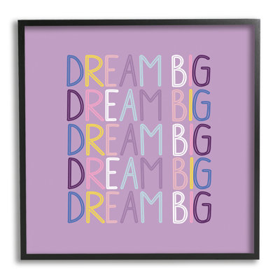 Ba-863-Framed " Dream Big Purple Phrase " by Daniela Santiago