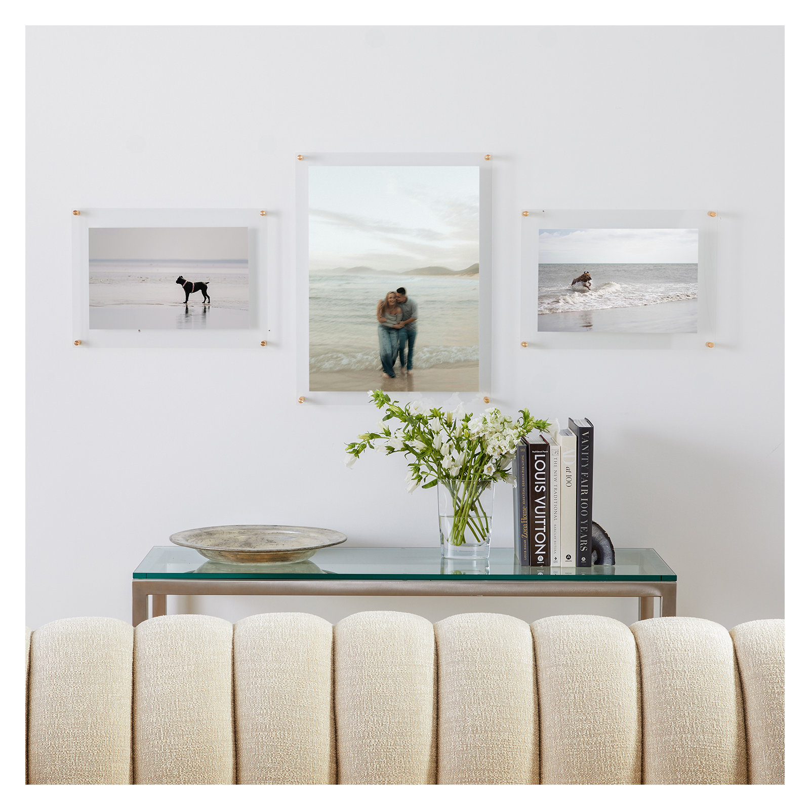 Double Panel "Triplo" Frames, 3 Pieces, Gold