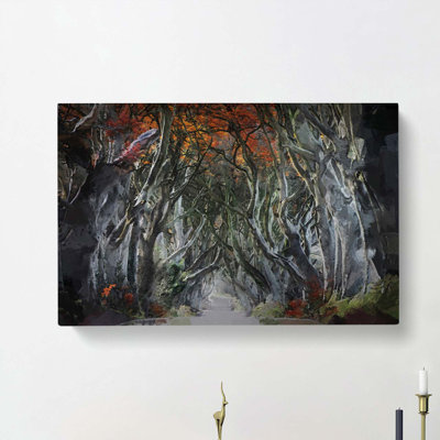 Dark Hedges Tree Road Ireland in Abstract - Wrapped Canvas