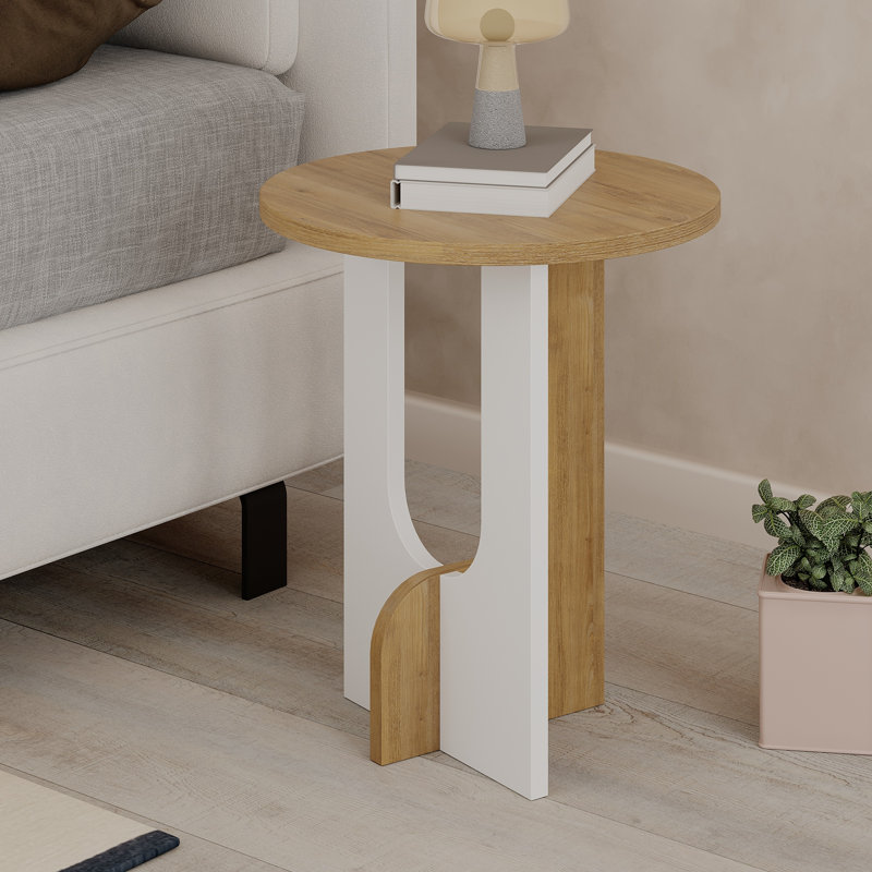 Table de bout Doubilet, Blanc, Chêne