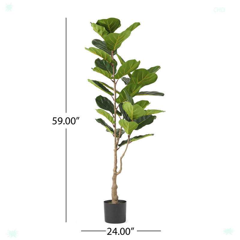 Achilles 58.93'' Faux Fiddle Leaf Fig Tree in Pot, 58.88"H x 24.08"W x 24.08"D