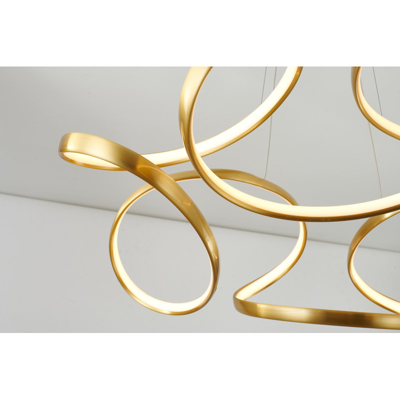 Modern 4-Light Dimmable Gold LED Chandelier With White Acrylic Diffusers, Gold