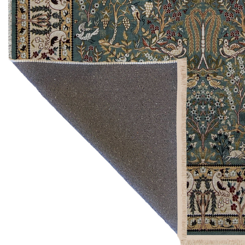 Tapis décoratif multicolore à motif d'oiseaux et de fleurs, Rectangle 4 pi 11,06 po x 9 pi 10,11 po