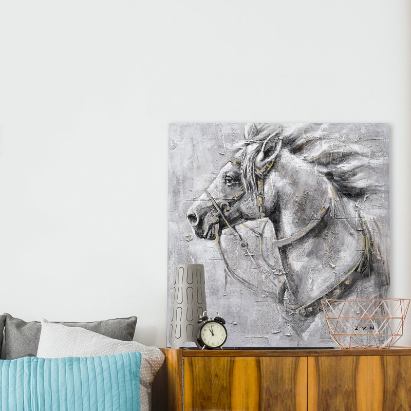 Cheval - peinture sur toile tendue, H 20 po x l 20 po x p 2 po