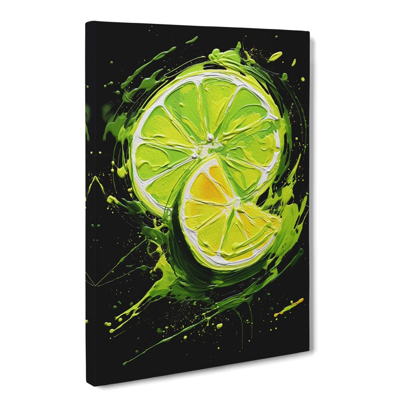 Lime Fruit Gestural No.2 - Wrapped Canvas, 76cm H x 50cm W x 3cm D