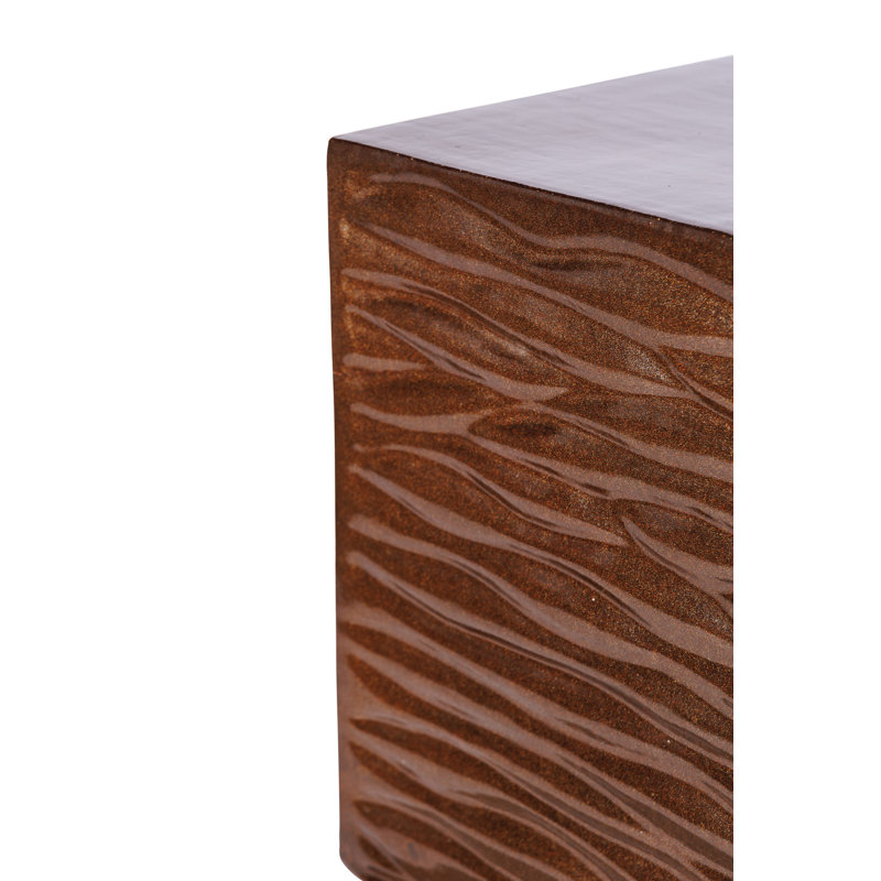 Zen Outdoor Square Side Table, Pyrite Brown Gloss