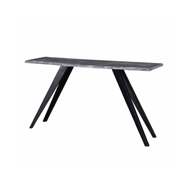 Console de style industriel de 60 po en bois d'acacia et en métal, table d'appoint avec pieds en angle