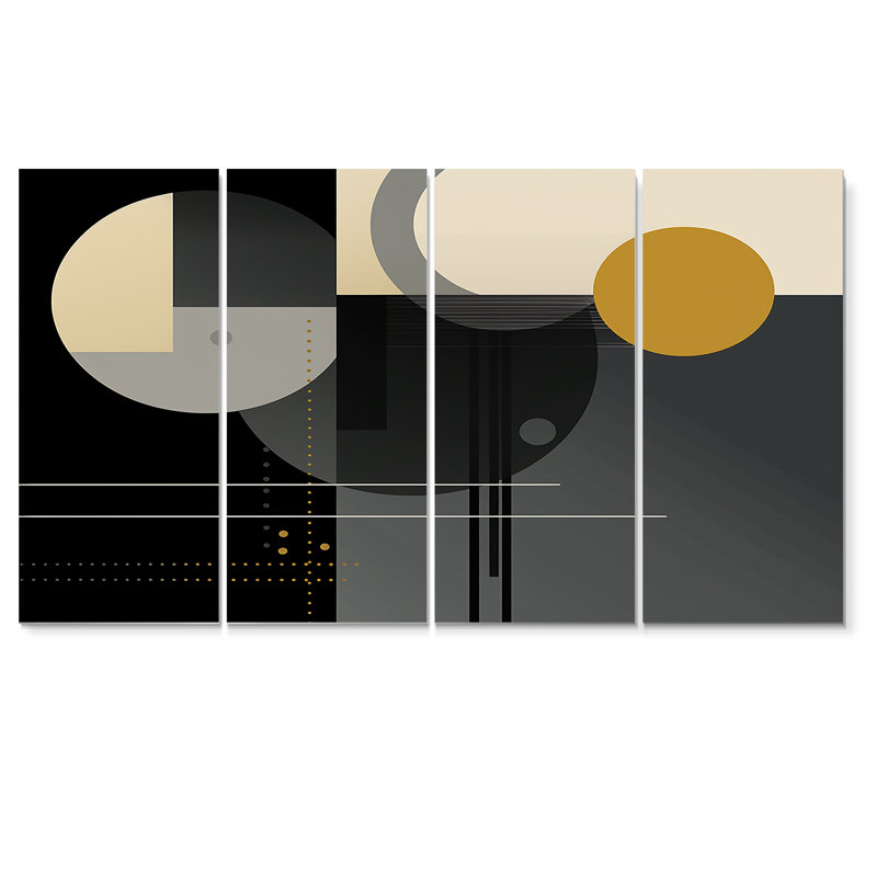 Moon Phases Modernism Minimal Circles - Minimalisme, art mural pour le salon, 4 pièces, H 32 po x l 64 po