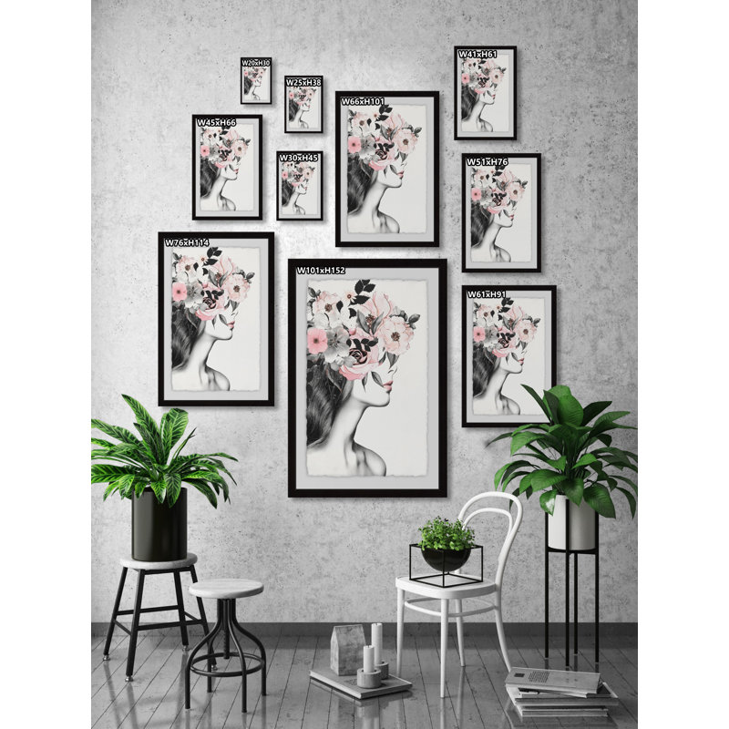 Pink Lips II 1 Piece Single Picture Frame Wall Art, 30 cm H x 20 cm W x 4 cm D