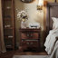 Table de chevet classique en bois avec 2 tiroirs pour le rangement de la chambre à coucher et l'organisation de vos essentiels de chevet-1933910954