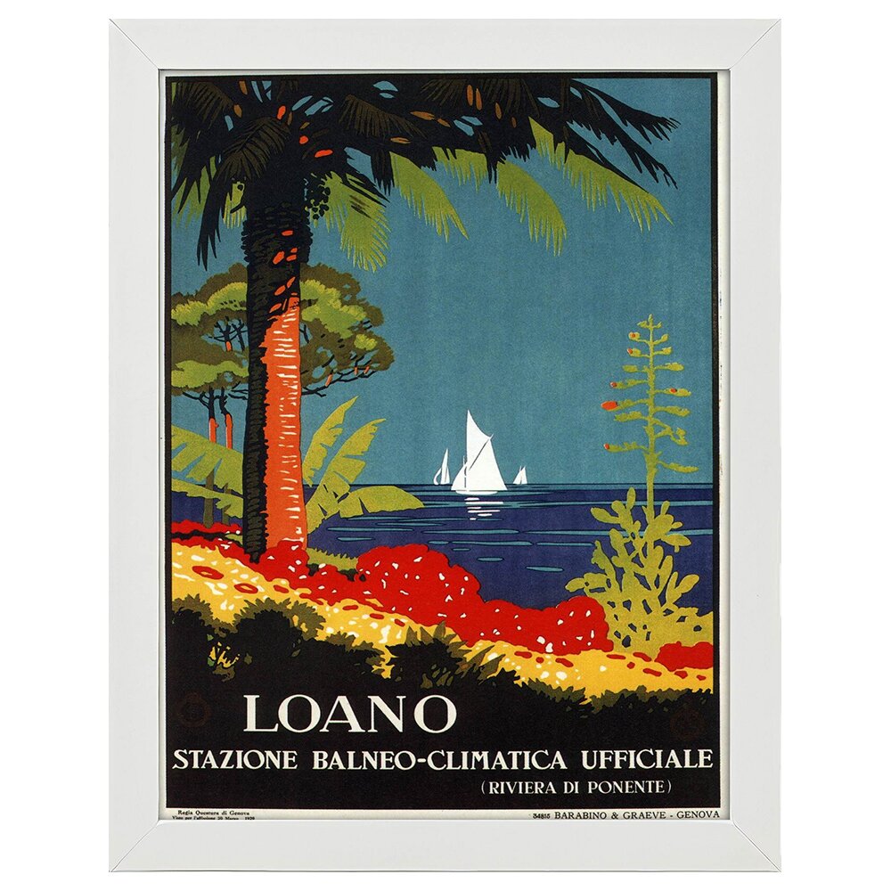 Leinwandbild Vintage Tourist Poster Loano