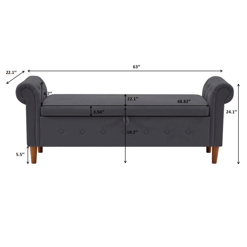 Bennison Upholstered Ottoman, Dark Gray, Linen