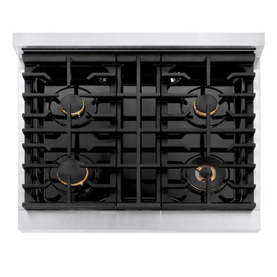 ZLINE Autograph 30" Paramount Dual Fuel DuraSnow® Range w/ 4 Burners & Black Accents (SDRSZ-30-MB)