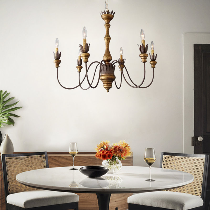 Lustre de style campagnard à 6 lumières Graciliana
