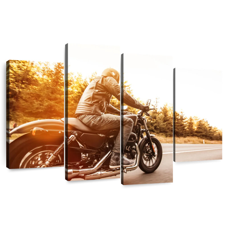 Mehar Man Riding A Motorcycle, 22" H x 36" W