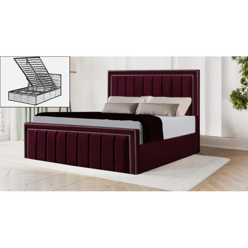 Luciana Upholstered Ottoman Storage Bed, Double (4'6), Burgundy