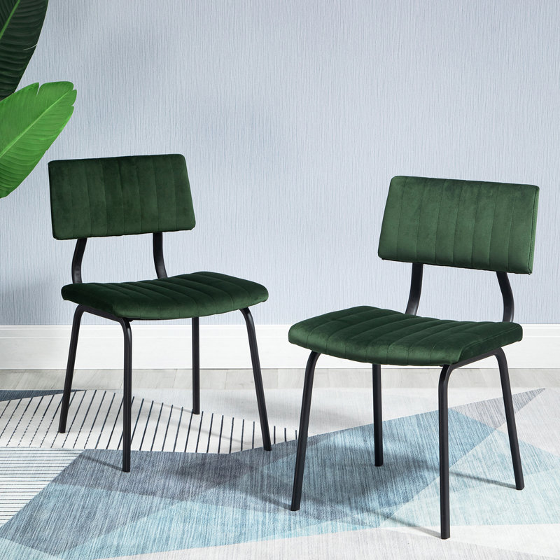 Rushden 46cm H Upholstered Side Chair, Dark Green