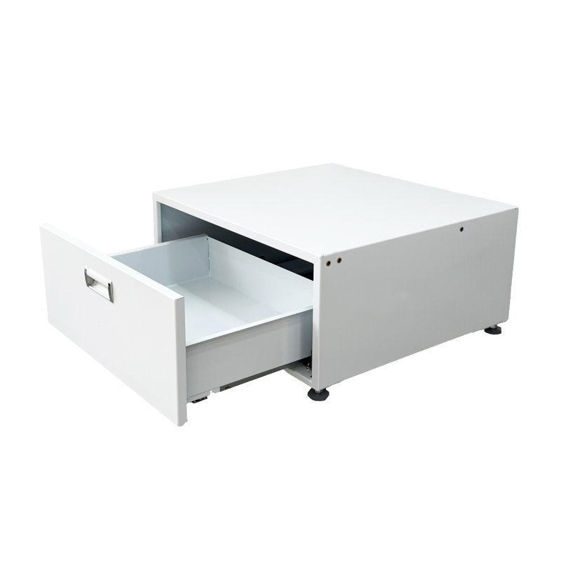 Caisson à lessive universel pour laveuse, sécheuse et combo 24 po avec tiroir de rangement Universal, Blanc