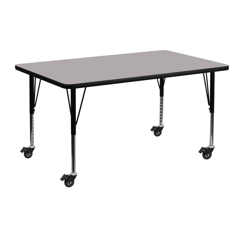 Table d'activité rectangulaire en stratifié Goddard Mobile l 24 po x L 48 po, L 24 po x P 48 po x H 17,5 po - 25,5 po, Gris