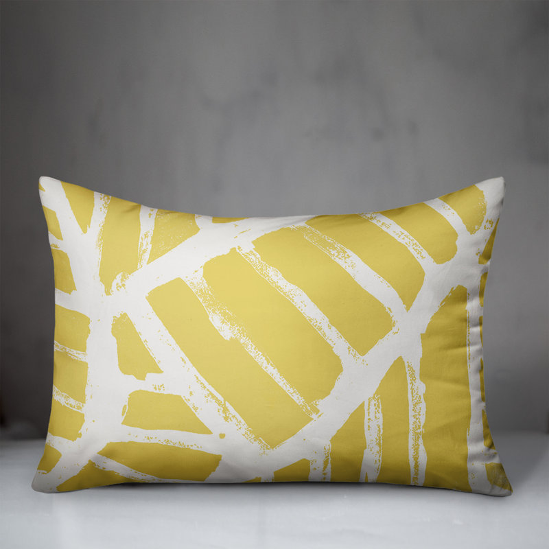 Outdoor Reversible Throw Pillow, Yellow, Geometric 1