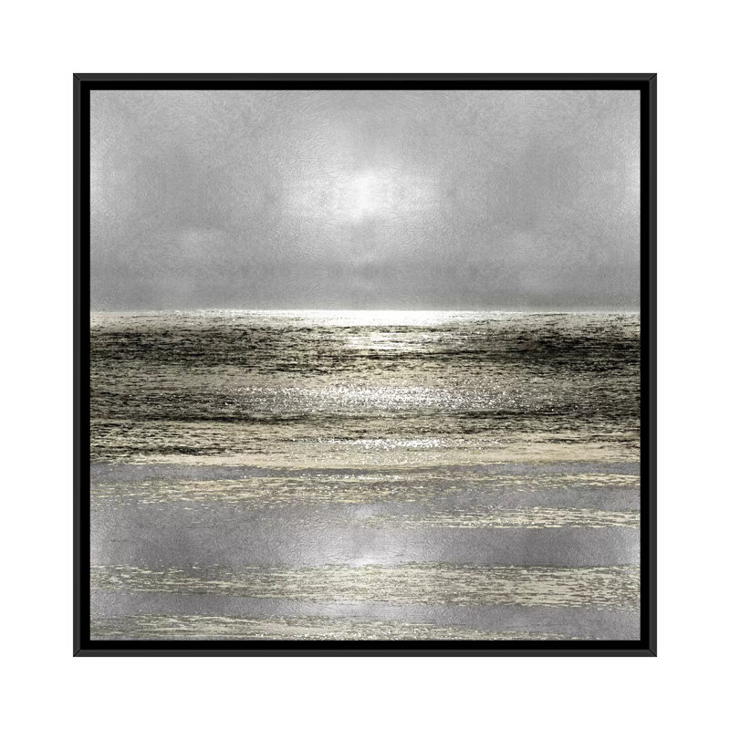 «Silver Seascape I» par Michelle Matthews, impression sur toile tendue, H 37 po x l 37 po x p 1,5 po, Toile avec cadre noir