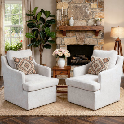 Fauteuil pivotant rembourré en chenille