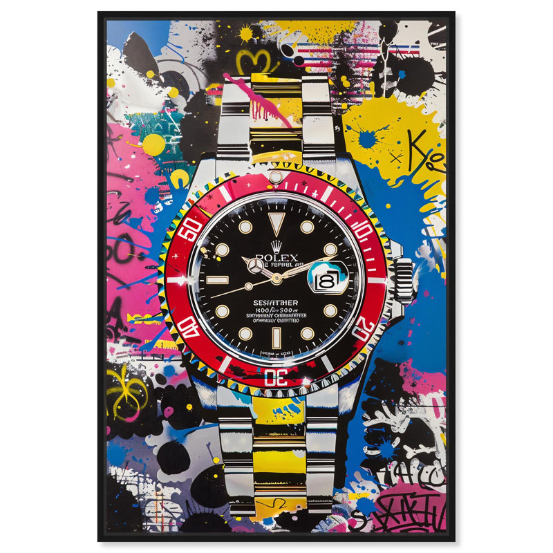 «Watch Graffiti Canvas Urban Graffiti Wall Art» par Notoriart, Cadre noir, H 31 po x l 21 po