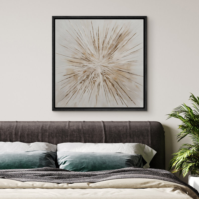 «Burst», reproduction d'art sur toile abstraite encadrée, Noir, H 24 po x l 24 po