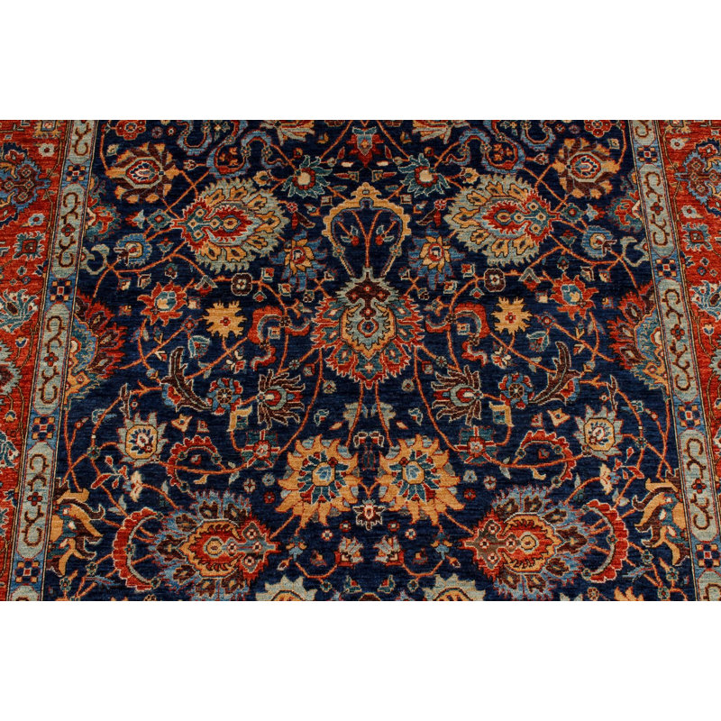 Tapis traditionnel bleu marine et rouille 6 x 9