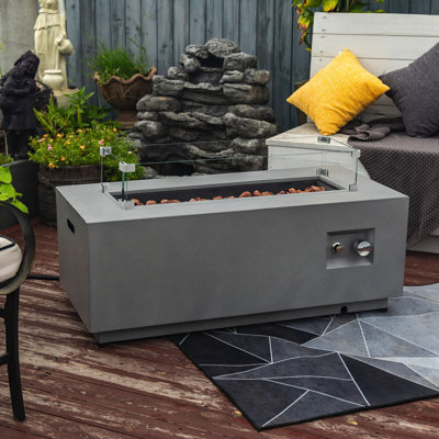 42-Inch Propane Gas Fire Pit Table with Glass Wind Guard, 50000 BTU Output, Ideal for Patio and Outdoor Gatherings