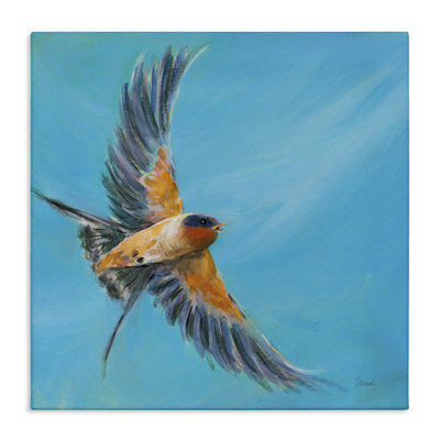 Soaring Bird on Blue Canvas Wall Art by Sue Schlabach