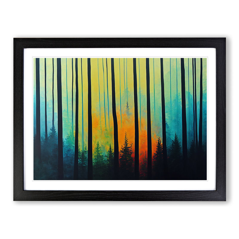 Summer Forest Painted Vol.2 - Single Picture Frame Painting, Black, 34cm H x 46cm W x 2cm D