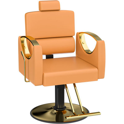 Fauteuil de barbier inclinable pivotant à 360° avec appui-tête réglable, fauteuil de salon hydraulique ultra-résistant (150 kg), revêtement en cuir PU silencieux et résistant aux taches