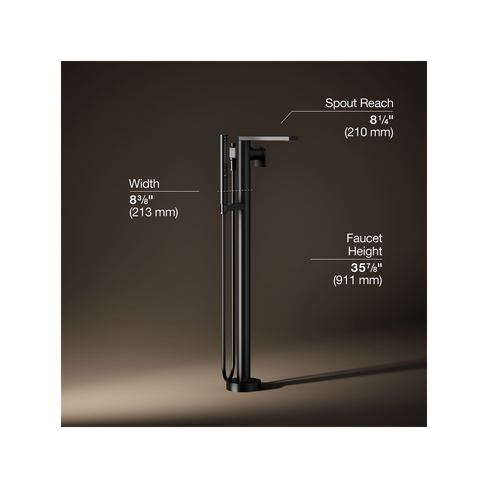 Composed Freestanding Bath Faucet, Matte Black