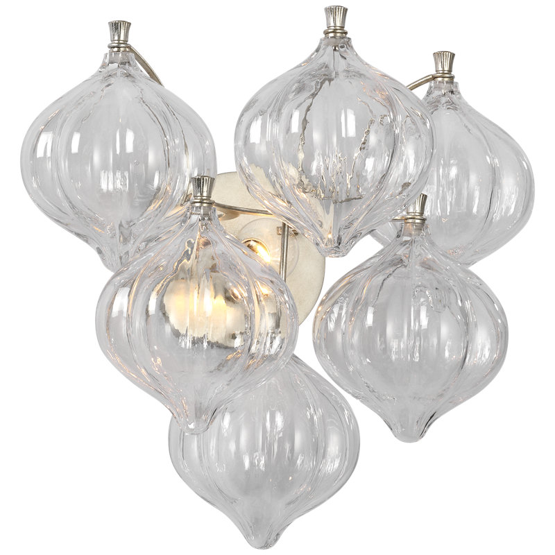 Julie Neill Caselli 15" Sconce, Clear, Burnished Silver Leaf