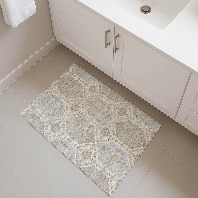 Machine Washable Indoor/Outdoor Chantille ACN2643 Damask Rug, 1'8" x 2'6", Ivory