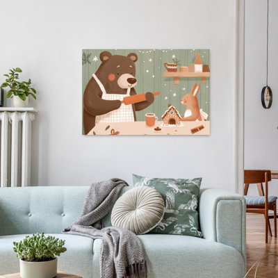 Fêtes des fêtes, amis des ours abstraits contemporains, forêt d'hiver, reproduction d'art murale