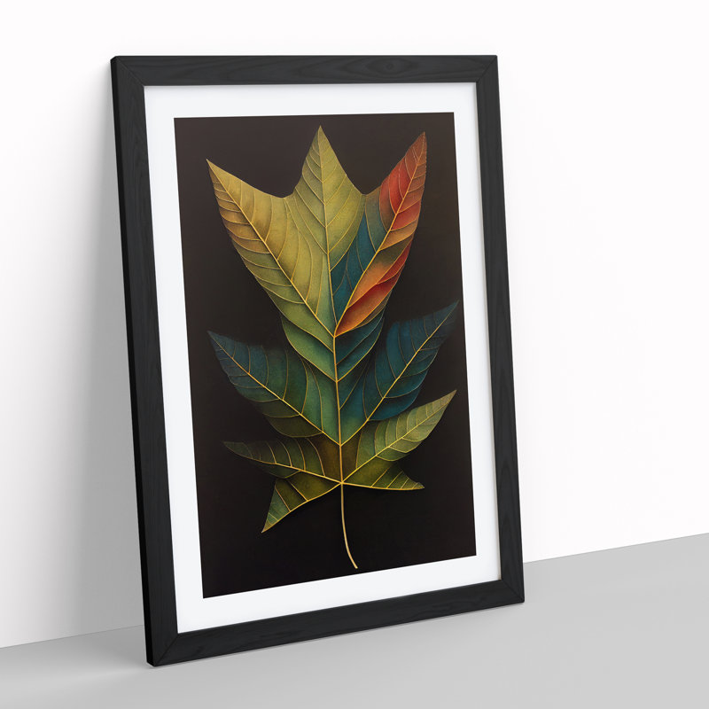 XV1022-2629X Luxurious Leaf - Single Picture Frame Print, Black, 64cm H x 46cm W x 2cm D